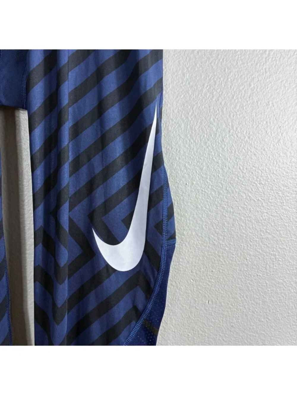 Nike Pro Combat Compression Leggings Men’s Geometric Blue Sz Large Gym Workout